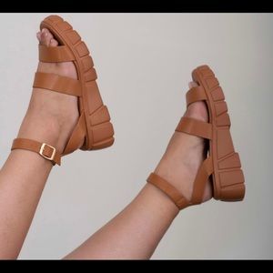 Brown platform sandals